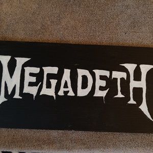 MEGADETH HANDMADE WOOD BURNED BLACK PLAQUE